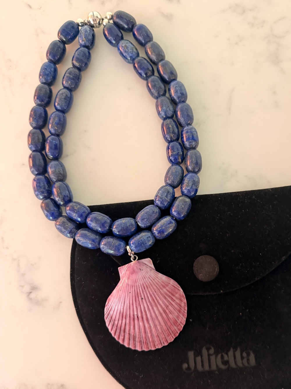 JULIETTA Luma Statement Necklace in Navy & Lilac - Stunning - NEW $375!!